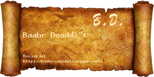Baahr Deodát névjegykártya